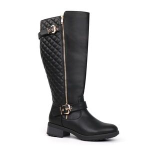 NWT Extra Wide Calf Chicblooms Quilted Knee-High Riding Boots